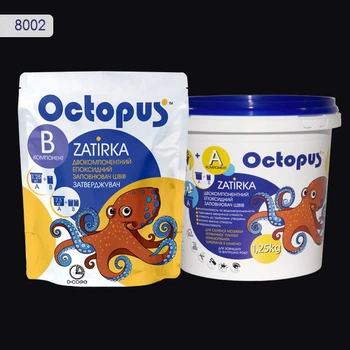 Двухкомпонентная эпоксидная затирка для плитки и мозаики ТМ "OCTOPUS", цвет 8002 черный 1,25 кг.