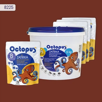 Двухкомпонентная эпоксидная затирка для плитки и мозаики ТМ "OCTOPUS", цвет 8225 терракотовый 5 кг.