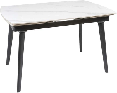 Обеденный стол HESTIA B5621-3 120(180)x80x75 см Яркий горный камень + черный песок, глянцевое покрытие (АР000106667)