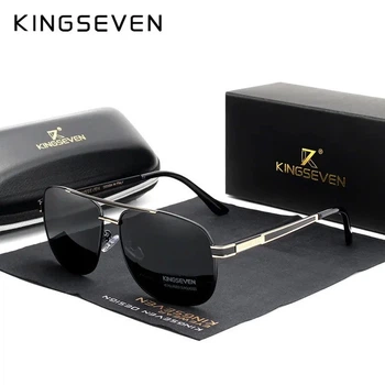 Мужские поляризационные солнцезащитные очки KINGSEVEN N738 Gold Gray
