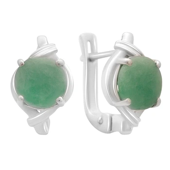 Срібні сережки з натуральним смарагдом (2172499)