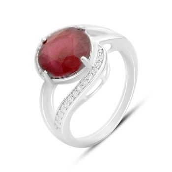 Срібна каблучка з натуральним рубіном 5.815ct, вага виробу 5,07 гр (2159605)