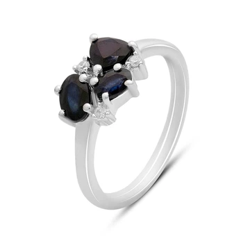 Серебряное кольцо с натуральным сапфиром 1.548ct, вес изделия 2,75 гр (2172673)