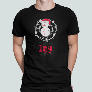 Мужская Новогодняя футболка Stedman с принтом Joy Снеговик Черный L