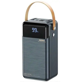 Павербанк повербанк 60000mAh зі швидкою зарядкою 22.5W, кабелями Lightning/Type-C та ліхтарем REMAX RPP-565 |2USB| Сірий