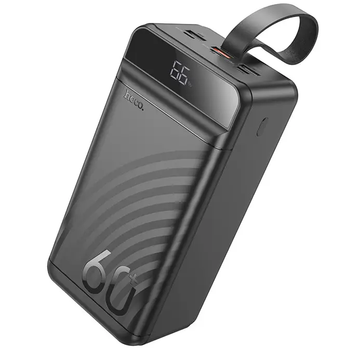 Павербанк 60000mAh с быстрой зарядкой 22.5W и фонариком HOCO J123C 3USB + Type-C Черный