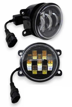 Светодиодные противотуманные фары двухцветные Led 7 линз 90мм 3,5" OPEL, PEUGEOT, RENAULT, FORD Белый Желтый (05437)