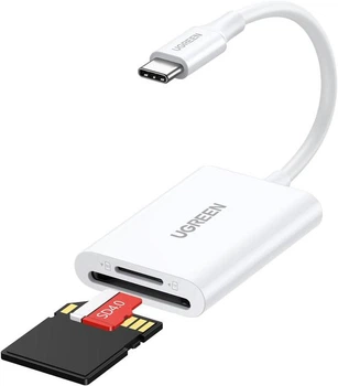 Картрідер 2 in 1 UGREEN CM265 USB-C Card Reader SD3.0, TF 2TB 170МБ/с для iPhone 15 Pro Max iPad Pro MacBook Pro/Air Samsung Galaxy Android 15см White (35506)