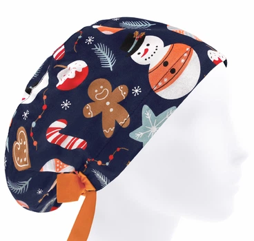 Медицинская шапочка женская HeadwearUniverse универсальная принт Пряничный человечек