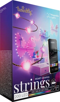 Girlanda LED Smart Twinkly Candies Heart RGB 200 IP20 12 m kabel USB-C Zielony (TWKH200RGB-G)
