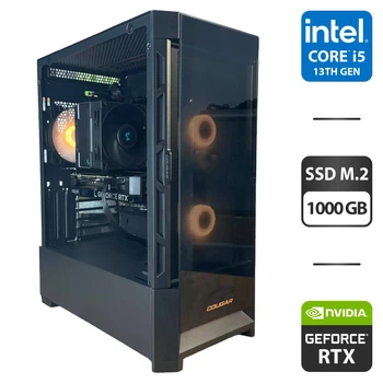 Сборка под заказ: игровой Cougar Duoface RGB Tower / Intel Core i5-13400 (10 (16) ядра по 2.5 - 4.6 GHz) / 16 GB DDR5 / 1000 GB SSD M.2 / nVidia GeForce RTX 4060, 8 GB GDDR6, 128-bit / HDMI / 650W