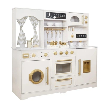Детская деревянная кухня Avko Равенна Белый, Звуковые и световые эффекты + 17 кухонных принадлежностей