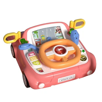 Інтерактивна іграшка Кермо музичний Автотренажер з коробкою передач Steering Wheel Рожевий