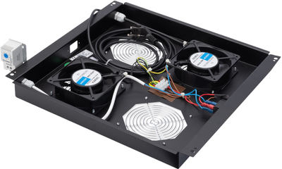 Стельовий блок охолодження для серверних шаф Digitus Unique & Varioflex-N 2 x Fans Black (DN-19 FAN-2-B-N)