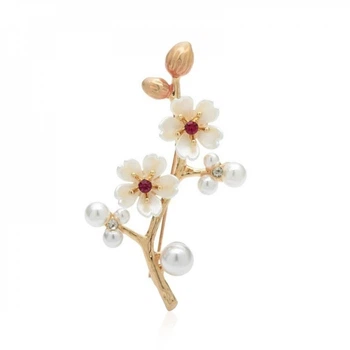 Брошь BROCHE бижутерия Цветы Сакуры белая BRBF114033