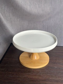 Тортовница BonaDi Ceram-Bamboo фарфор на деревянной ноге 20х12см 988-302