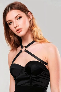 Портупея из экокожи Bijoux Indiscrets MAZE Cross Chest Harness Черный One Size