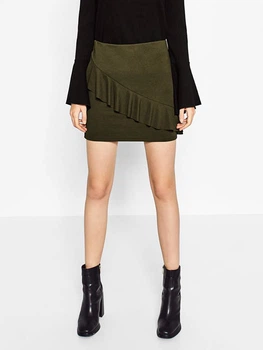 Юбка мини летняя прямая женская Zara 01131295505 М Зеленая (ZP01131295505037)