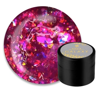 Глиттерный гель Saga Professional Galaxy Glitter 07 прозрачно-малиновый с голографическими малиновыми глиттерными частичками 8 мл (2100994246755)