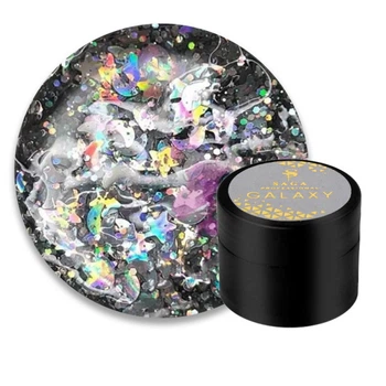 Глиттерный гель Saga Professional Galaxy Glitter 04 прозрачный с голографическими серебристыми глиттерными частичками 8 мл (2100994246724)