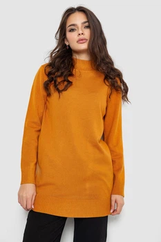 Светр жіночий однотонний, колір гірчичний, 244R5550, One size