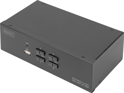 KVM-перемикач Digitus 4-Port Dual View HDMI 4K Black (DS-12883)