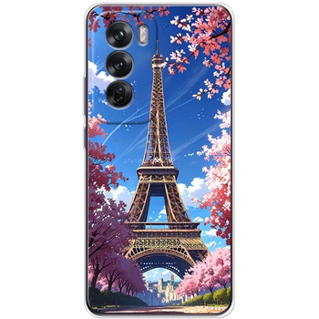 Силиконовый Чехол с Картинкой для OPPO Reno 12 Принт (Париж, Эйфелева Башня) (59591-ysm036)