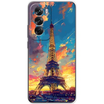 Силиконовый Чехол с Картинкой для OPPO Reno 12 Принт (Париж, Эйфелева Башня) (59591-ysm038)