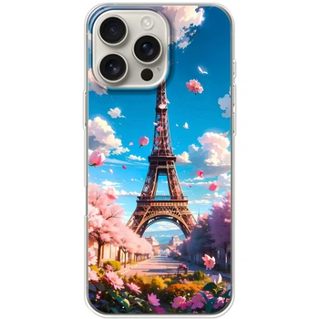 Силиконовый Чехол с Картинкой для iPhone 16 Pro Max Принт (Париж, Эйфелева Башня) (58618-ysm035)