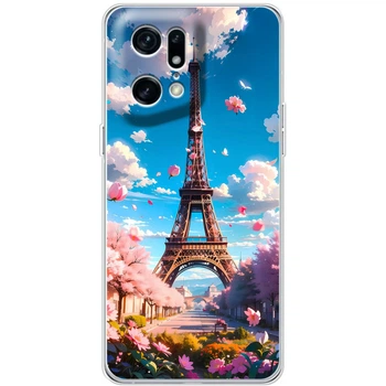 Силиконовый Чехол с Картинкой для OPPO Find X5 Pro Принт (Париж, Эйфелева Башня) (59579-ysm035)