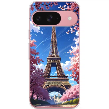 Силиконовый Чехол с Картинкой для Google Pixel 9 Принт (Париж, Эйфелева Башня) (59485-ysm036)
