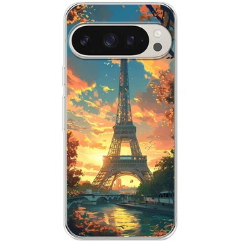 Силиконовый Чехол с Картинкой для Google Pixel 9 Pro Принт (Париж, Эйфелева Башня) (59487-ysm037)