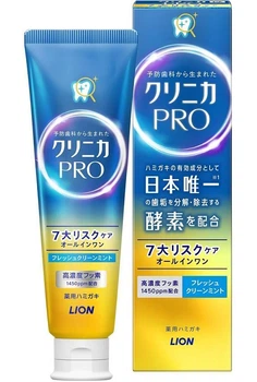 М'ята зубна паста з ензимами, профілактика карієсу Lion Clinica Pro All-in-One Fresh, 95 г
