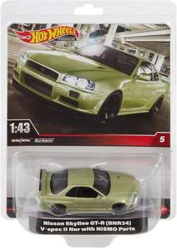 Pojazd Hot Wheels PREMIUM 1:43RD Nissan Skyline GT-R (BNR34) V Spec with NISMO Parts Vehicle (194735124800)