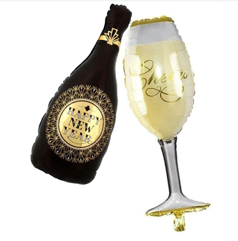 Фольговані Новорічні Кульки Бокал Cheers Та Шампанське Різдво