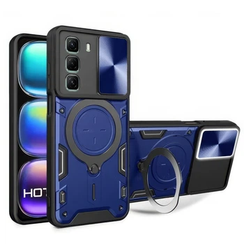 Чохол Magnetic Shield для Infinix Hot 50 / X6882 протиударний бампер з підставкою кільцем Blue