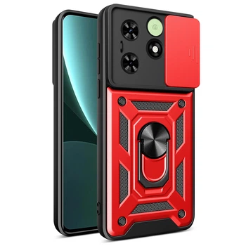 Чохол Hide Shield для Tecno Spark Go 2024/BG6 бампер протиударний з підставкою кільцем Red