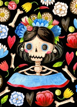Листівка Cardsforsoul Santa Muerte на чорному 10,5 Х 14,8 см