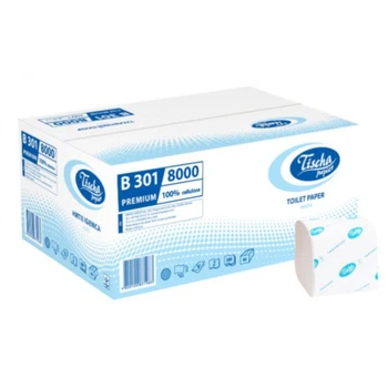 Папір туалетний білий целюлозний "BASIC", 200шт., 2-х сл., 40шт. TISCHA PAPIER B301