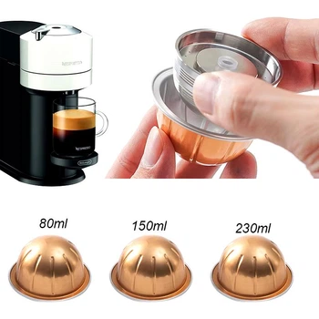 Многоразовая капсула для кофеварки Nespresso Vertuo Next, Vertuo POP + 3 адаптера на 80, 150, 230 мл ICafilas
