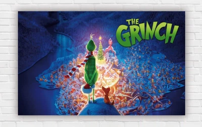Паперовий плакат на Новий рік / Різдво "Грінч / Grinch - викрадач Різдва", 120х75 см