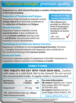 Suplement diety Vitabiotics Ultra Magnesium 375 mg 60 tabletek (5021265245697)