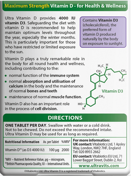 Дієтична добавка Vitabiotics Ultra Vitamin D3 4000 IU 96 таблеток (5021265247950)