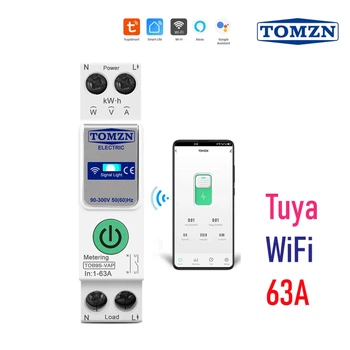 Розумний Wi-Fi автомат захисту TOMZN TOB9S-VAP, вольтметр, амперметр лічильник електроенергії Tuya или SmartLife (24070761)