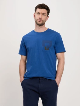 Футболка бавовняна довга чоловіча Cross Jeans 16015-014 2XL Синя (8697319659672)