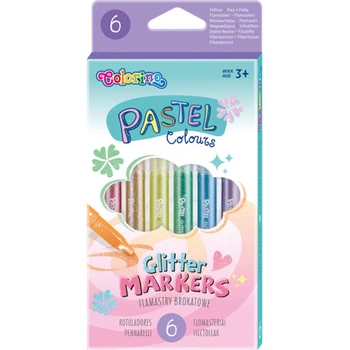 Набор фломастеров Colorino Pastel 6 шт пастельные цвета с блесточками (82565PTR)