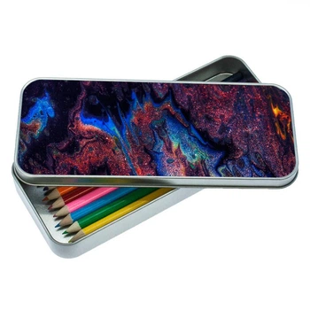 Пенал школьный для мальчика и девочки металлические средства 7*18 см Silver