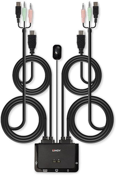 Przełącznik KVM Lindy 2 Port HDMI, USB 2.0 & Audio Cable Black (4002888423403)