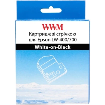 Лента для принтера этикеток WWM для Epson LW-400/700 6mm х 8m White-on-Black (WWM-SD6K)