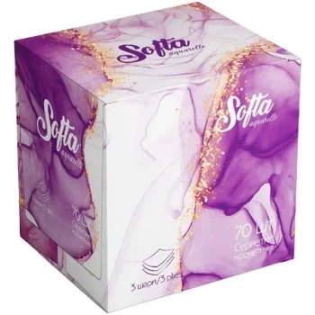 Салфетки косметические Chisto Softa Violet 3 слоя 70 шт. (4823098414407)